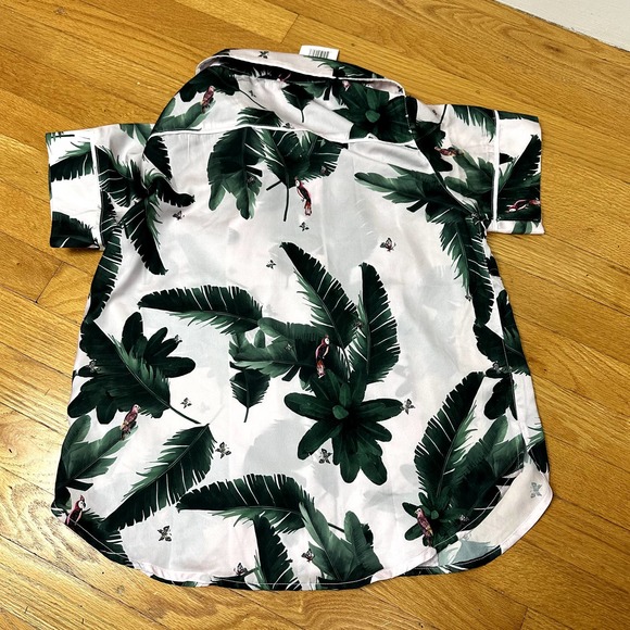 NEW Revolve Plush Apparel Tropical Pink Jungle Silky Pajama PJs Set Shorts XS - Picture 5 of 11